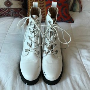 white platform lace up boots